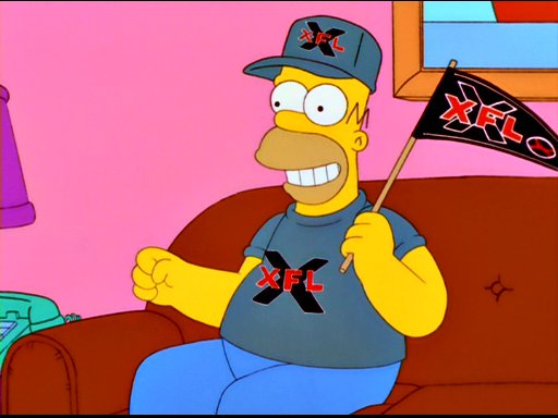 Photo of Homer Simpson wearing XFL t-shirt